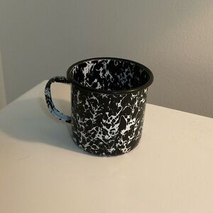 Enamel Black and White Speckled Mug